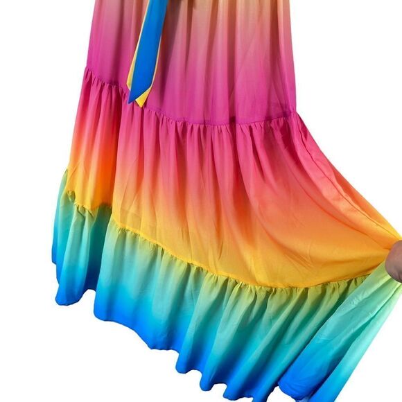 VICI Rainbow Skies off Shoulder Tiered Maxi Dress - Picture 4 of 13